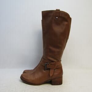 NATURALIZER Womens Sz 9 WW Brown Leather Buckle Zip 15" Shaft Knee High Boots